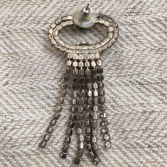 Vintage blue/white rhinestone dangling earrings - Picture 4 of 4